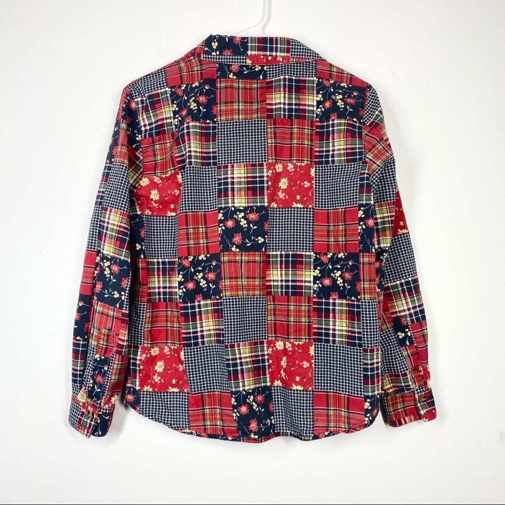 Vintage Patchwork Quilt Cottagecore Blouse Button… - image 4